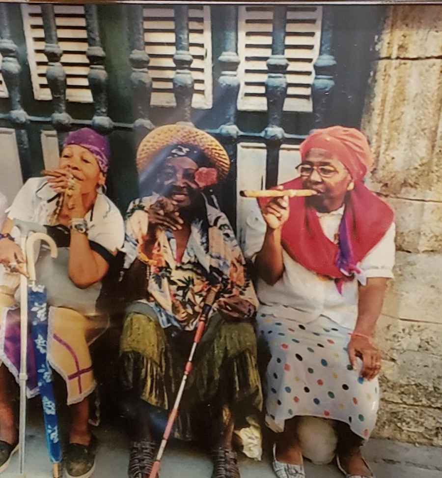 Cuban ladies smoking cigars