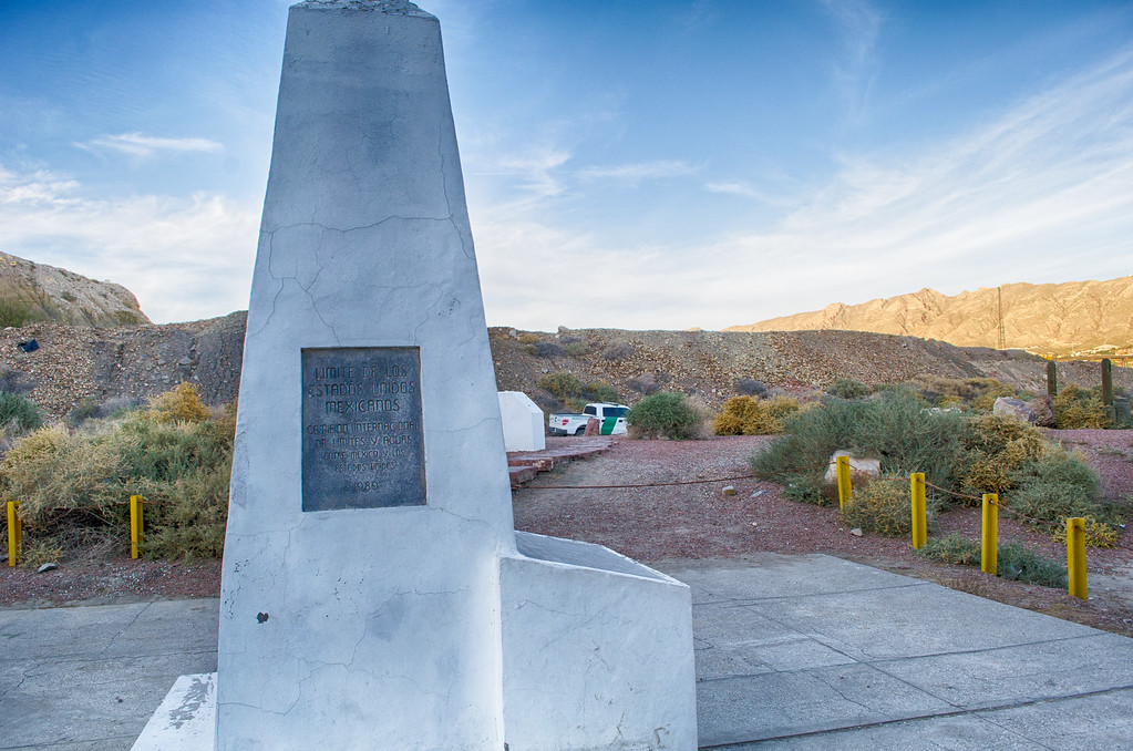 International boundary marker between Texas and Mexico in Juarez Mexico