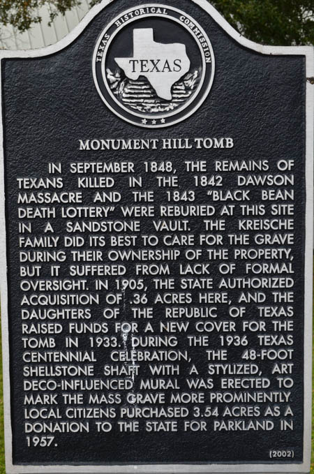 Historical Marker monument hill tomb, La Grange Texas