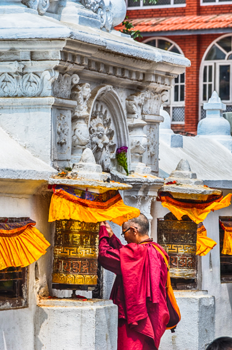 Monk at Bauddhanath Stupa Kathmandu Nepal