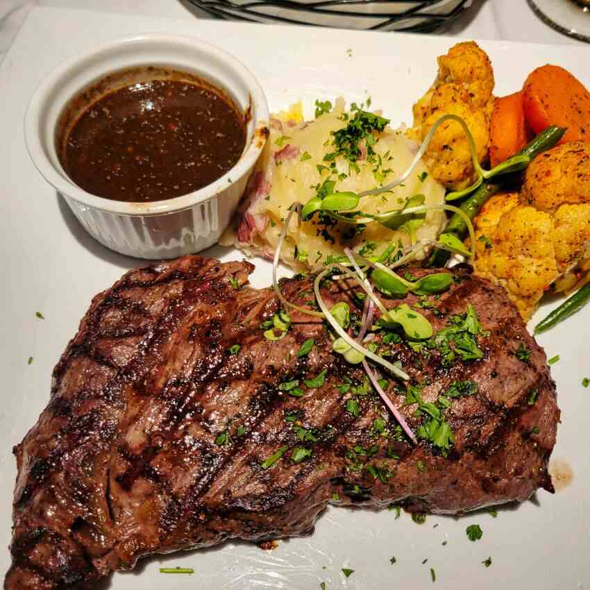Ribeye steak Dinner at Morgans Mango Restaurant St John US Virgin Islands