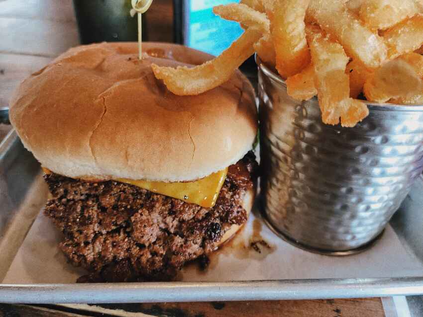 Nortons Brewing Company Burger and fries
