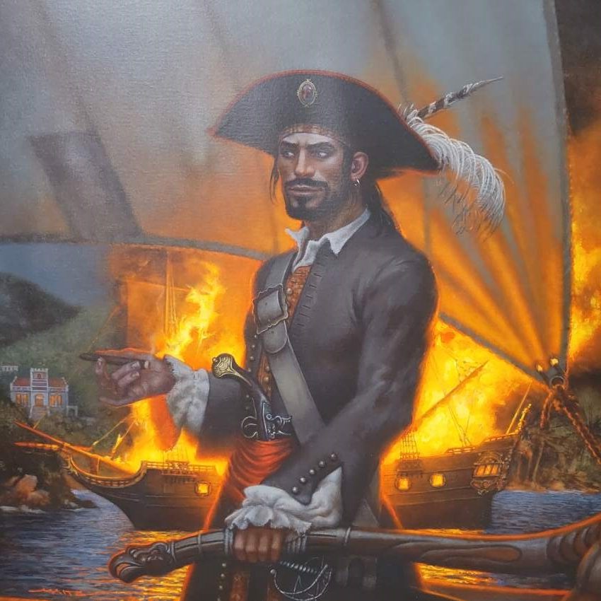 painting of a Caribbean Pirate at museum in the US Virgin Islands