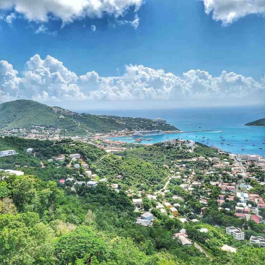 Aerial view of Charlotte Amalie St Thomas US Virgin Islands