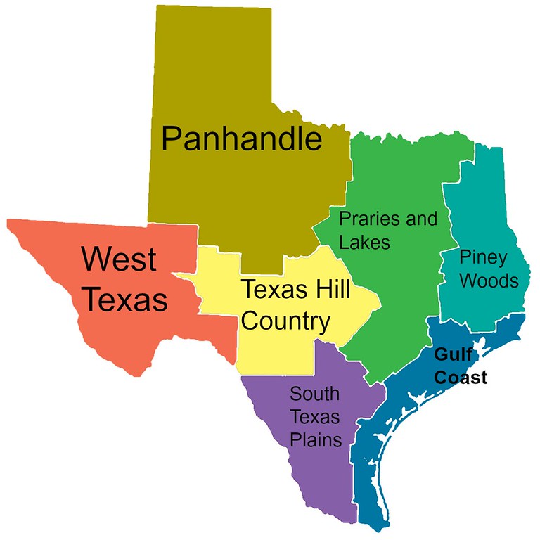 Map of Texas Regions